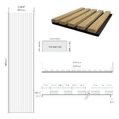 JB Kind Oak Acoustic Wall Panel 2400mm x 600mm
