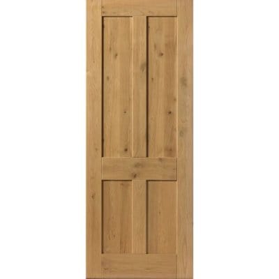 Rustic Oak Shaker 4 Panel Pre Finished Internal Door - All Sizes