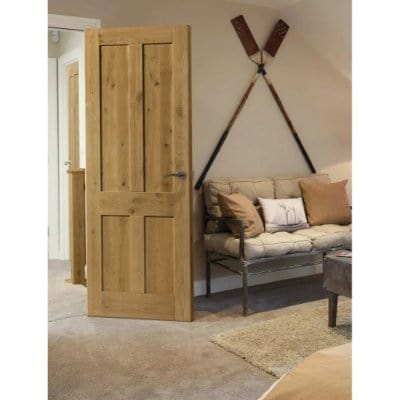 Rustic Oak Shaker 4 Panel Pre Finished Internal Door - All Sizes