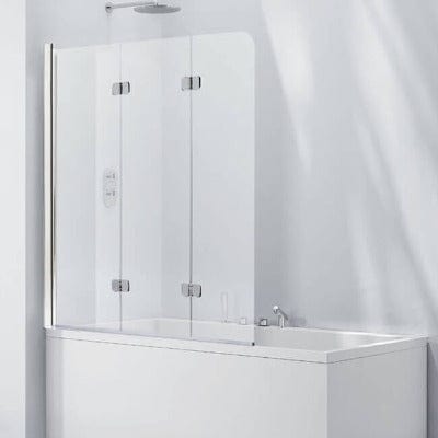 Aquaglass 6mm Frameless Bath Screen with 3 Folding Panels - 1400 x 1200mm