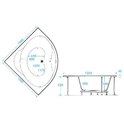 Lagoon Corner Bath - 1200 x 1200mm