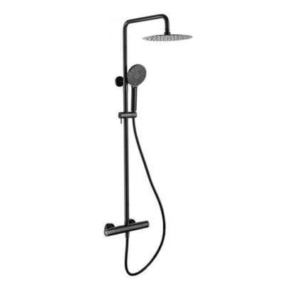 Round Exposed Thermostatic Shower Column with Fixed Head and Shower Kit