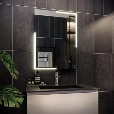 Citrine LED Illuminated Portrait Mirror with Demister, Shavers Socket and Touch Sensor Switch