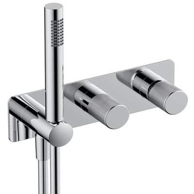 Horizontal Dual Outlet Thermostatic Concealed Shower Valve with Handset - All Colours