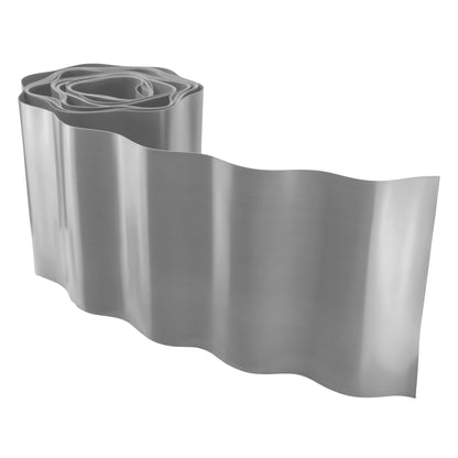 Wavy Plastic Garden Lawn Edging, H=15CM, L=9M, Light Gray