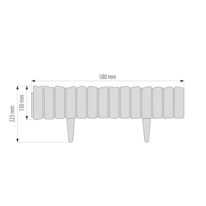 Lawn Edging, Plastic Palisade Wood Effect, 2.32m, Gray