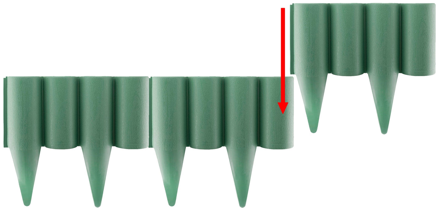 Lawn Edging, Plastic Palisade Wood Effect, 2.5m Box, Green