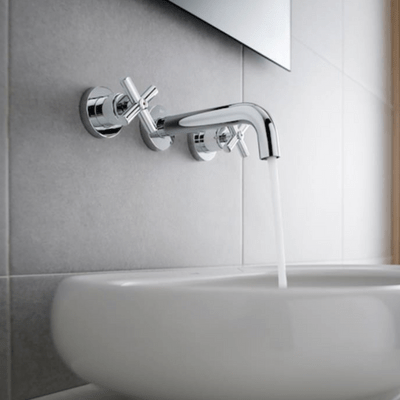Loft Chrome 3 Hole Wall Mounted Basin Mixer
