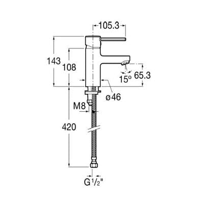 Targa Chrome Smooth Body Basin Mixer Tap