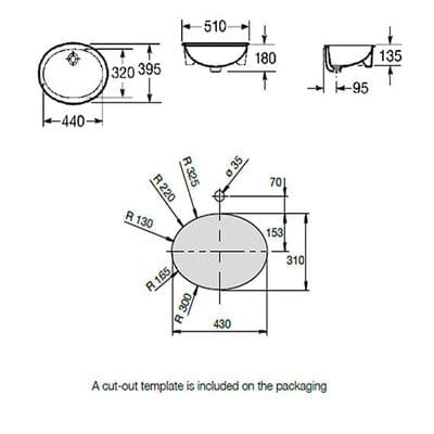 Neo Selene Inset or Under Countertop Basin 0 Tap Holes