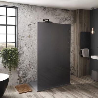 Mono Black Frosted Walk-in Front Panel Set - 1200 x 2000mm