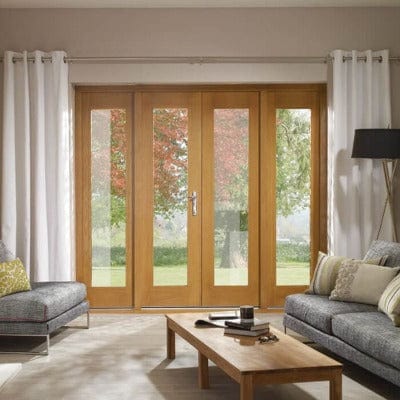External Pre-Finished Oak French Door Side Light (Chrome)