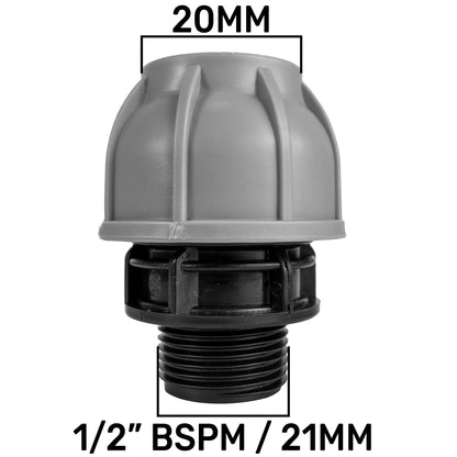 Wall Flange Kit 20mm MDPE - Lever Valve & 20mm MDPE Outlet