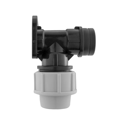 Wall Flange Kit 25mm MDPE + Large Plastic Valve & 25mm MDPE Straight