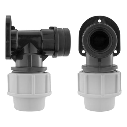 Wall Flange Kit 25mm MDPE + In-Line Valve + 13mm Brass Barb