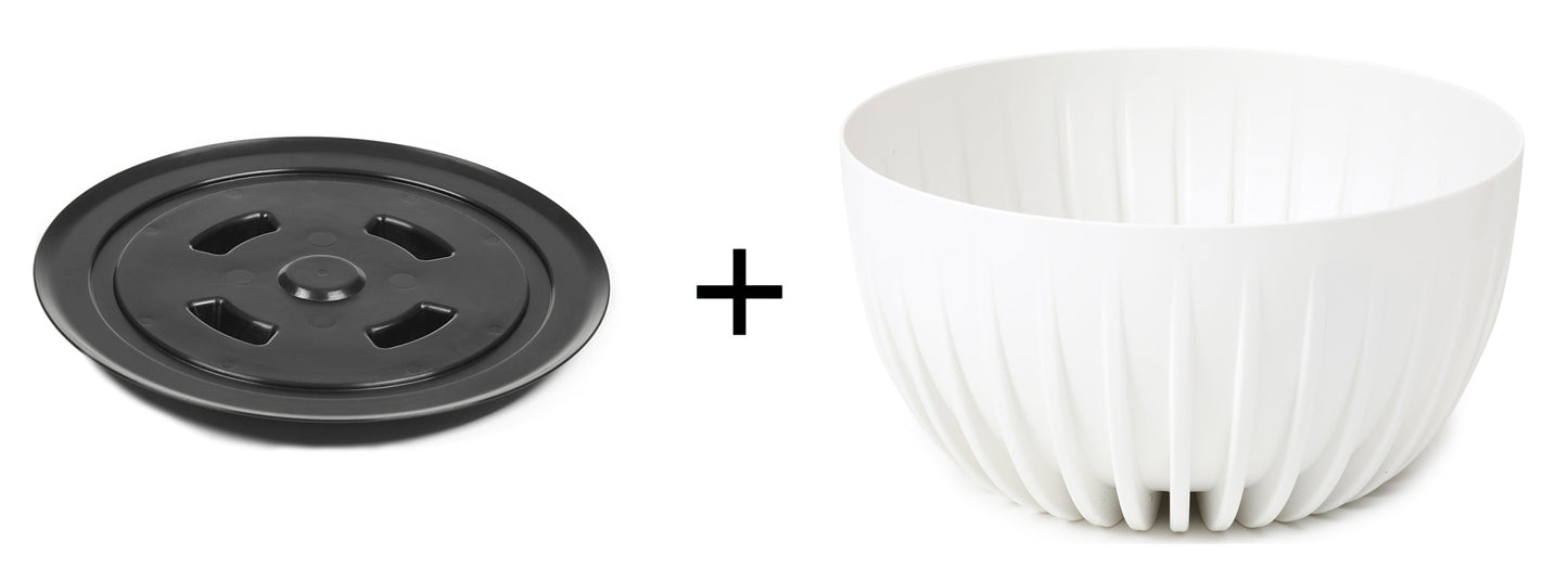 Mira Bowl Pot, Insert and Hole with Plug 300mm White