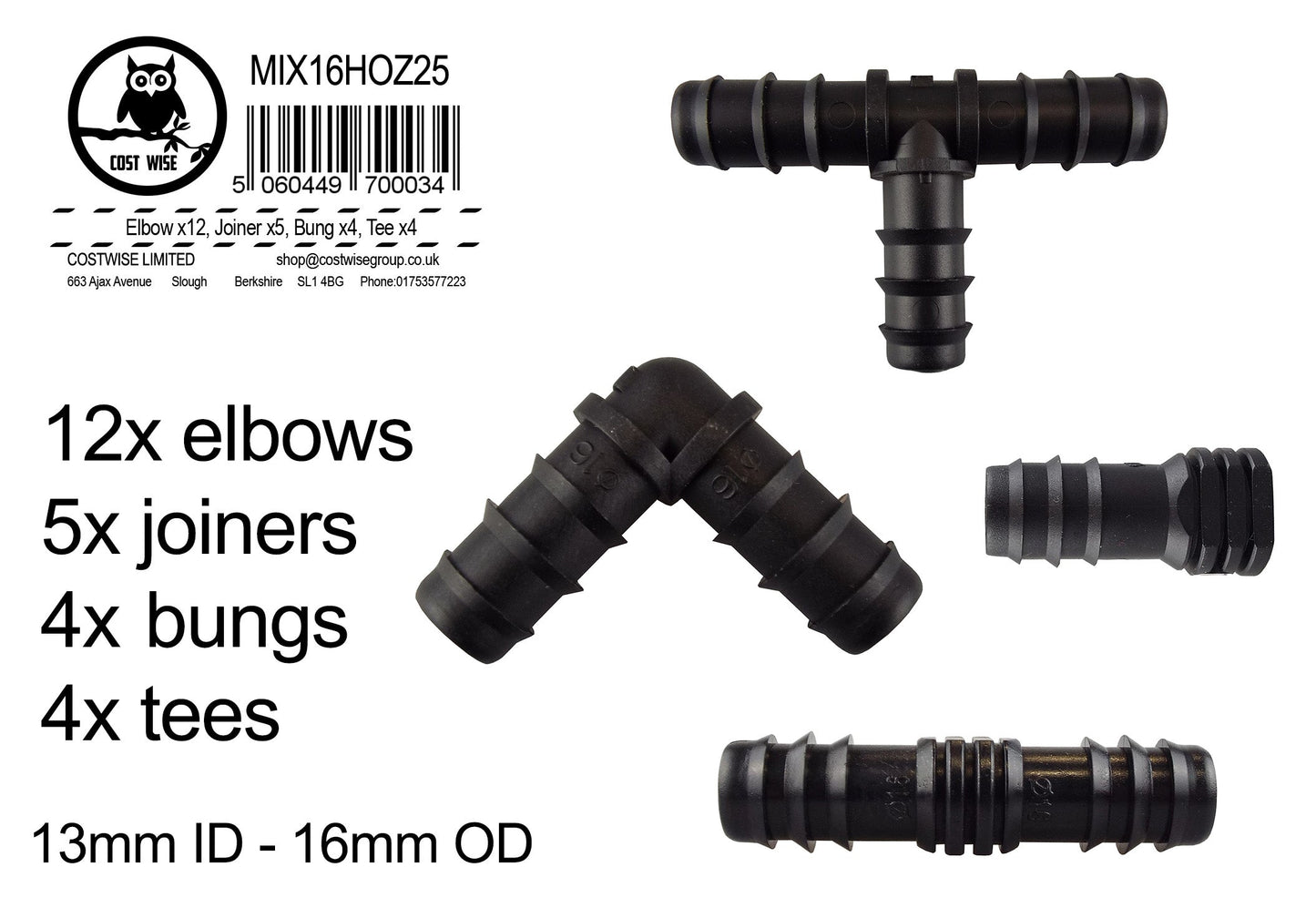 Mix 1/2" Barb Connectors HOZ25