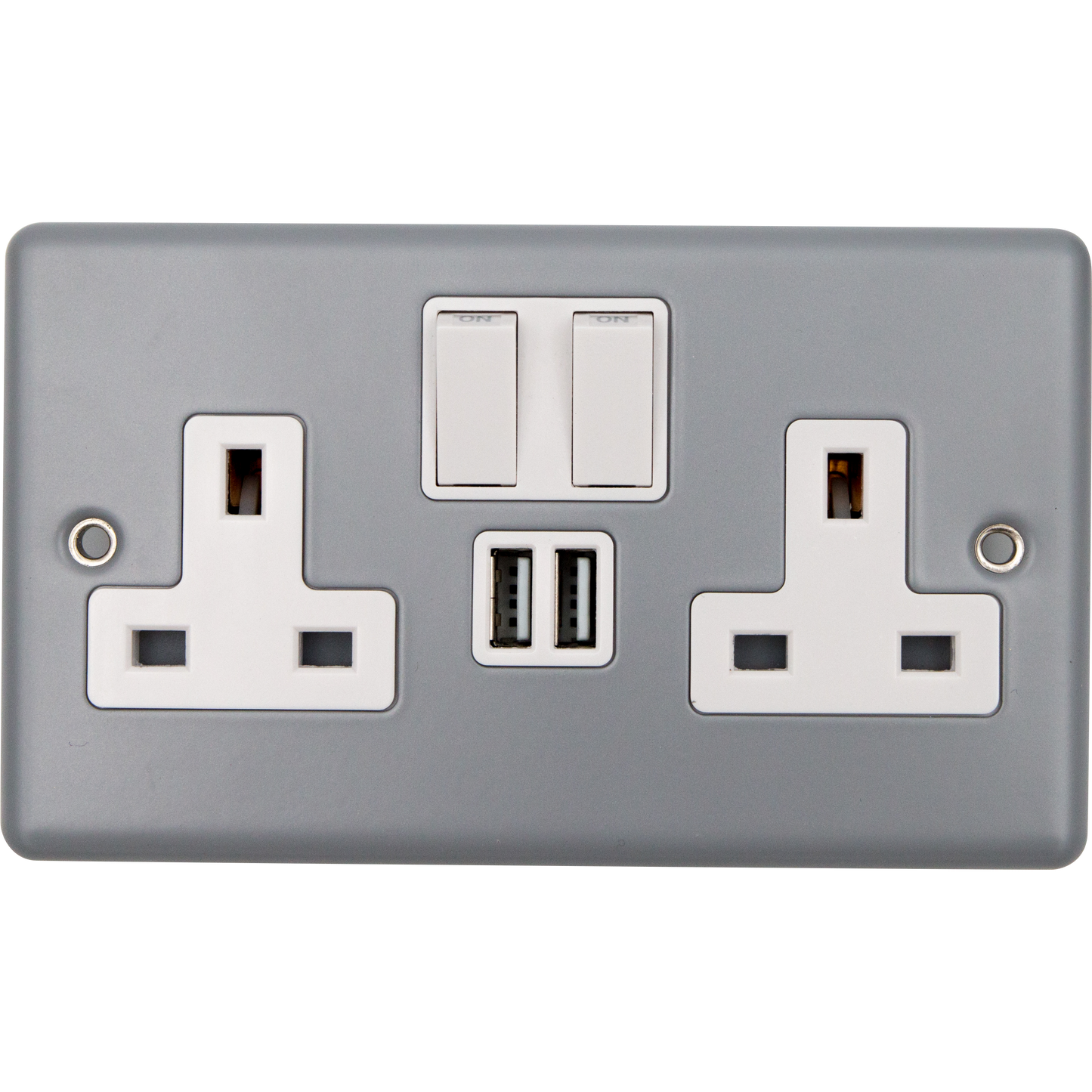 Caradok 2G 13A Switched Socket 2 USB A 3.1A Metalclad Veritage