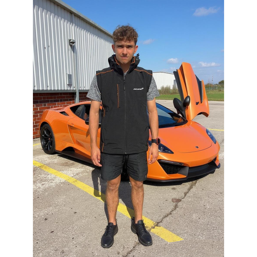 McLaren Water Repellent Stretch Softshell Jacket / Gilet - Official Workwear Black / Orange / Large