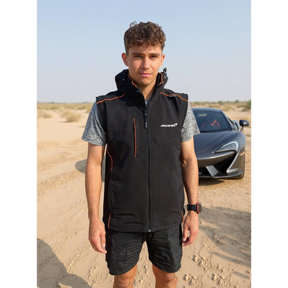 McLaren Water Repellent Stretch Softshell Jacket / Gilet - Official Workwear Black / Orange / Large