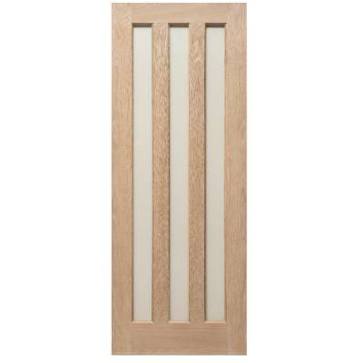Modern 3 Panel Oak Clear Glazed Unfinished Internal Door - All Sizes