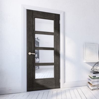 Montreal Ash Dark Grey Glazed Internal Door - All Sizes