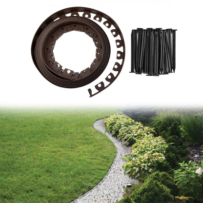 Lawn Border Set, Easy Border 40mm Brown 10m with Pegs