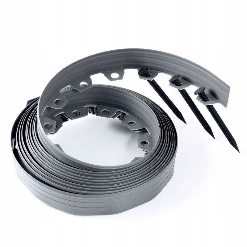 Lawn Border Set, Easy Border 60mm Gray 10m With Pegs