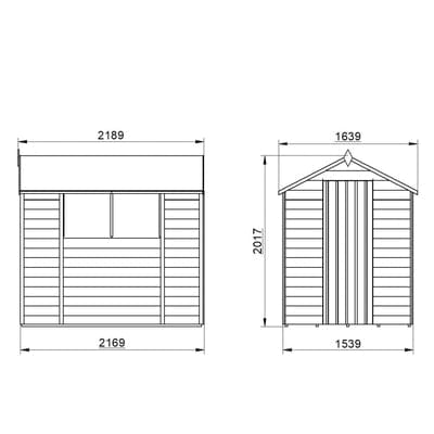 4LIFE Overlap Pressure Treated 7ft x 5ft Apex Shed