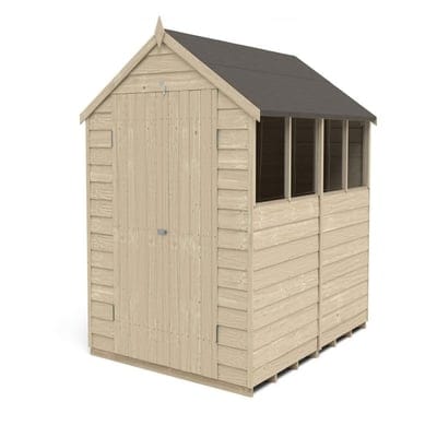 4LIFE Overlap Pressure Treated 8ft x 6ft Apex Shed - Double Door, 4 Windows