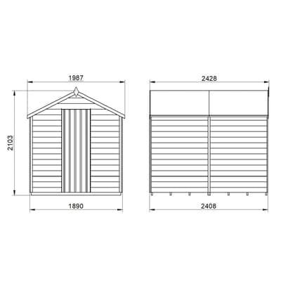 4LIFE Overlap Pressure Treated 8ft x 6ft Apex Shed - No Window