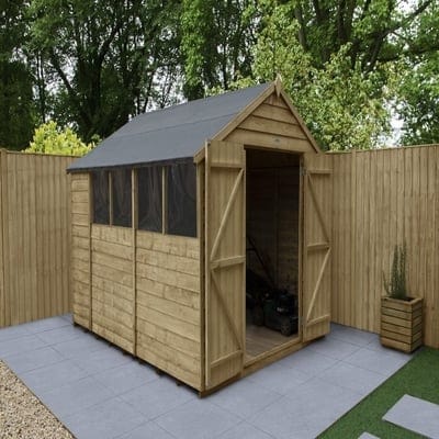 4LIFE Overlap Pressure Treated Apex Shed Double Door - All Sizes