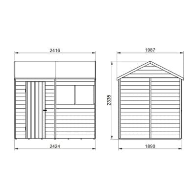4LIFE Overlap Pressure Treated Reverse Apex Shed - All Sizes