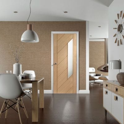 Monza Internal Oak Door with Obscure Glass