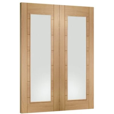 Palermo Internal Oak Rebated Door Pair with Clear Glass