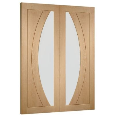 Salerno Internal Oak Rebated Door Pair with Clear Glass