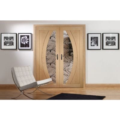 Salerno Internal Oak Rebated Door Pair with Clear Glass