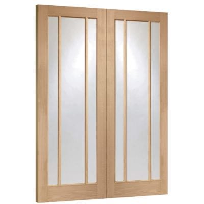 Worcester Internal Oak Rebated Door Pair with Clear Glass