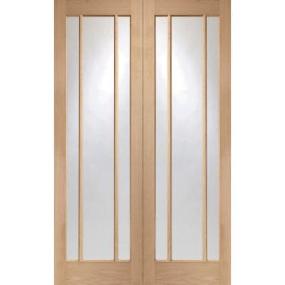 Worcester Internal Oak Rebated Door Pair with Clear Glass