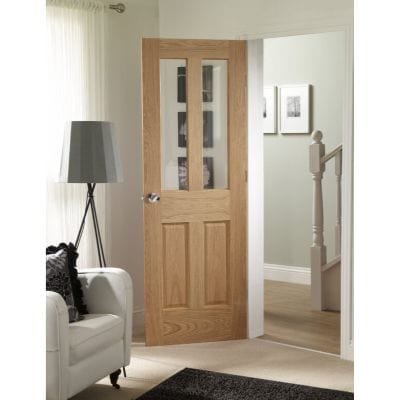 Malton Internal Oak Door with Clear Bevelled Glass - All Sizes