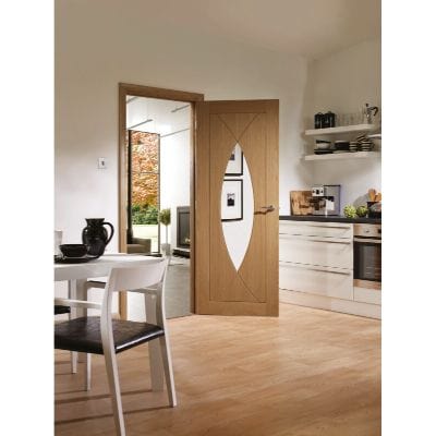 Pesaro Pre-Finished Internal Oak Door with Clear Glass