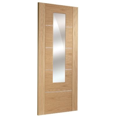 Portici Pre-Finished Internal Oak Door with Clear Glass