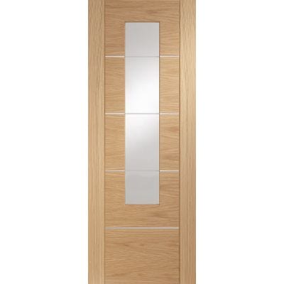 Portici Pre-Finished Internal Oak Door with Clear Glass