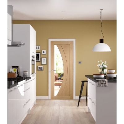 Salerno Unfinished Internal Oak Door with Clear Glass