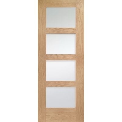 Shaker 4 Light Pre-Finished Internal Oak Door with Obscure Glass
