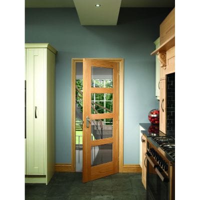 Internal Oak Pre-Finished Shaker 4 Light with Clear Glass