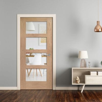 Shaker 4 Light Internal Oak Door with Clear Glass