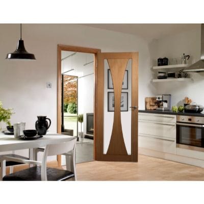 Verona Internal Oak Fire Door with Clear Glass
