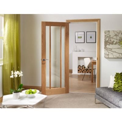 Worcester Pre-Finished Internal Oak Door with Clear Glass