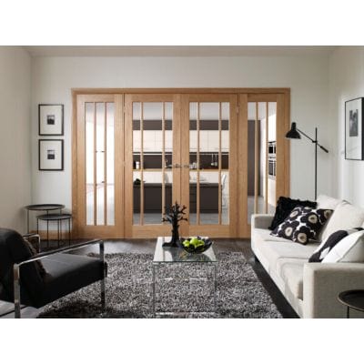 Worcester Internal Oak Rebated Door Pair with Clear Glass
